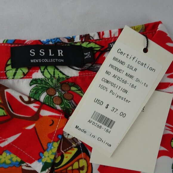SSLR Men's Collection Hawaiian Button Up Christmas Shirt Size M - Picture 4 of 6